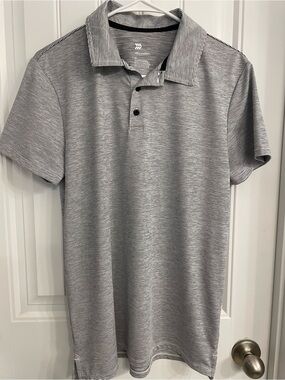 all in motion Gray and White Striped Polo Shirt